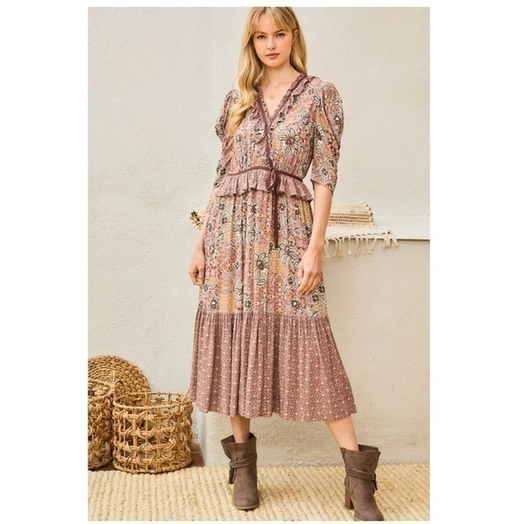 SERA-Bohemian Homestead Flora Print Dress - Picture 2 of 7